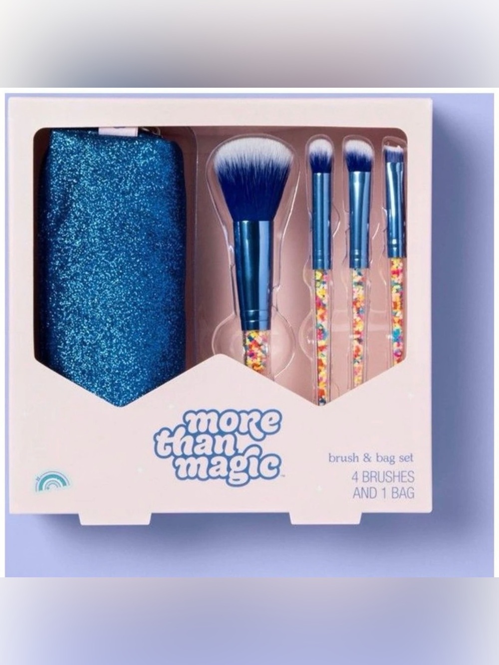 More Than Magic Blue Glitter Brush & Confetti-Handle Makeup Set